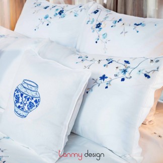 Vỏ gối thêu tay Cotton 450TC