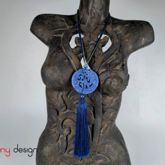 Necklace designed with round pendant and tassel