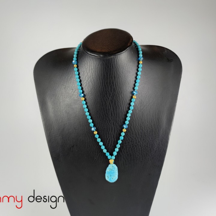 Necklace designed with  turquoise, dragon pendant