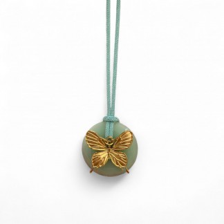 Necklace designed with marble and gold metal butterfly pendant