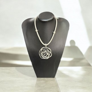 Necklace designed with Rose metal pendant, cotton strap