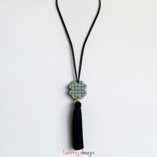 Marble pendant necklace with black tassels