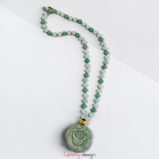 Necklace with Marble and green agate