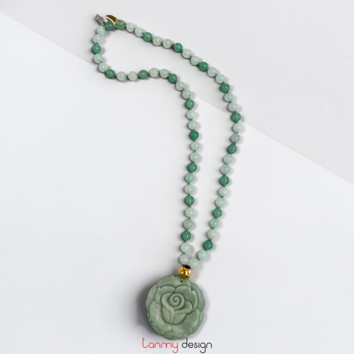 Necklace with Marble and green agate