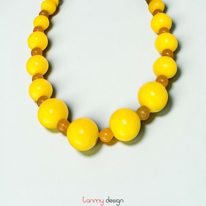 Necklace with Yellow painted wooden bead