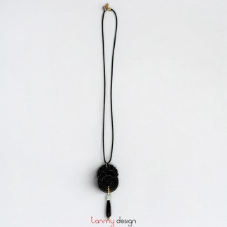 Black marble pendant necklace with black onyx