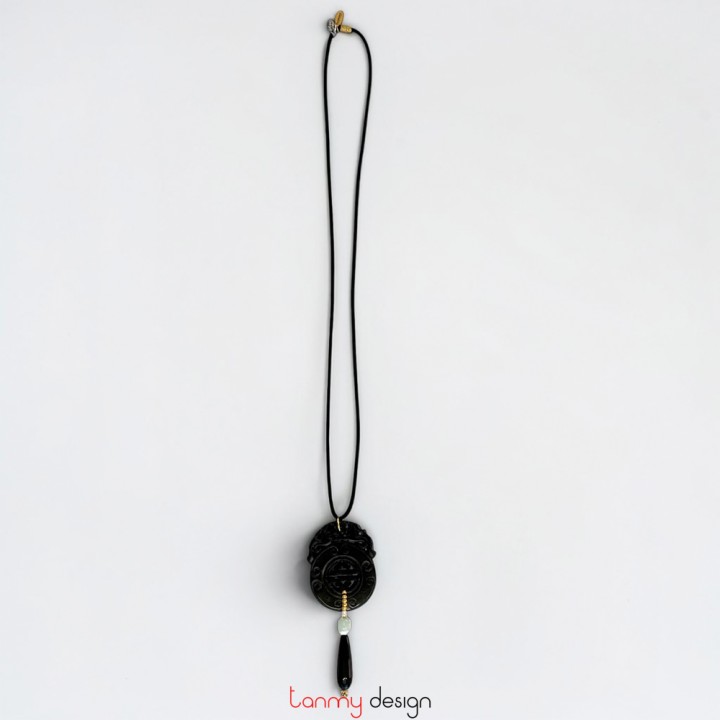 Black marble pendant necklace with black onyx