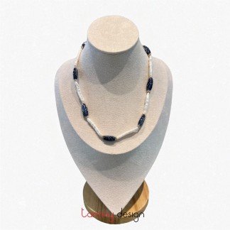 Long Ceramic and Pearl  Necklace