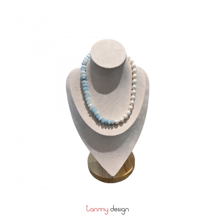 Pearl and Aquamarine Necklace