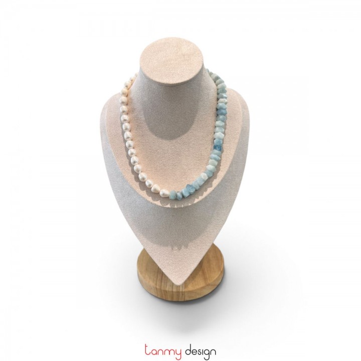Vòng cổ ngọc trai và đá Aquamarine - các mẫu