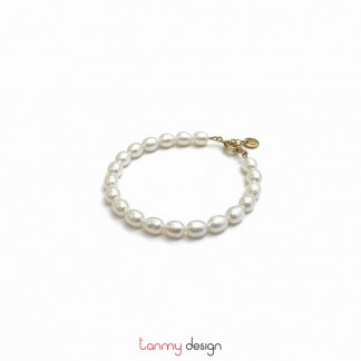 Vòng tay ngọc trai oval 7mm