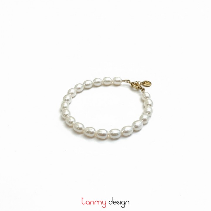 Vòng tay ngọc trai oval 7mm