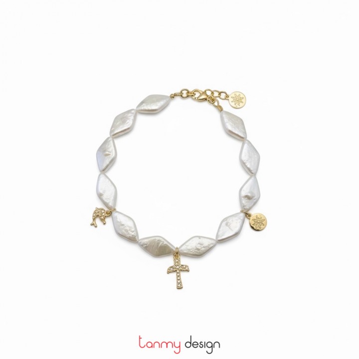 Vòng tay hình thoi mạ vàng 18K