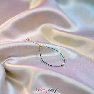 2mm Ultra thin turquoise and pearl Bracelet