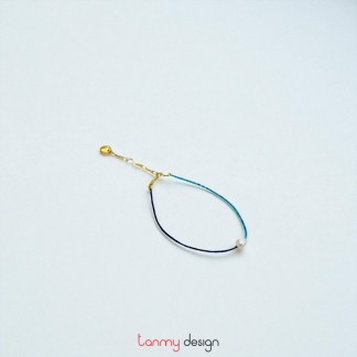 Vòng tay siêu mỏng 2mm đá turquoise và charm ngọc trai