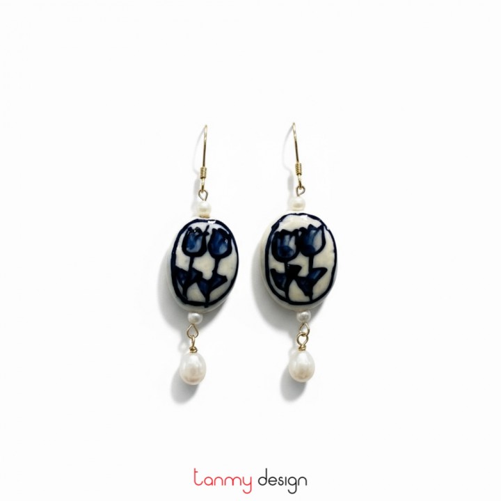 Hoa tai ngọc trai & gốm vẽ hoa tulip