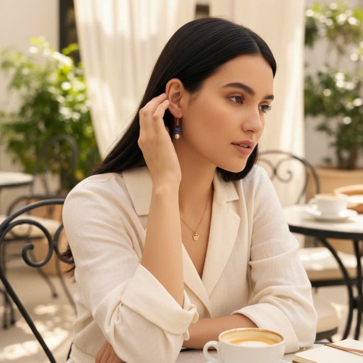 Pearl and porcelain Earrings