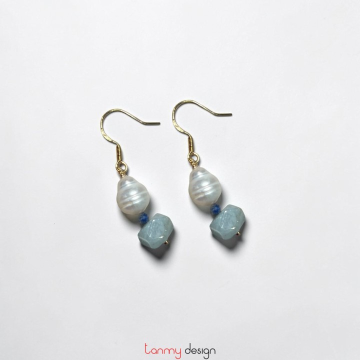 Aquamarine and Pearl Earrings