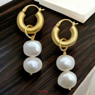 Shawnie Pearl Earrings- 14k gold plated