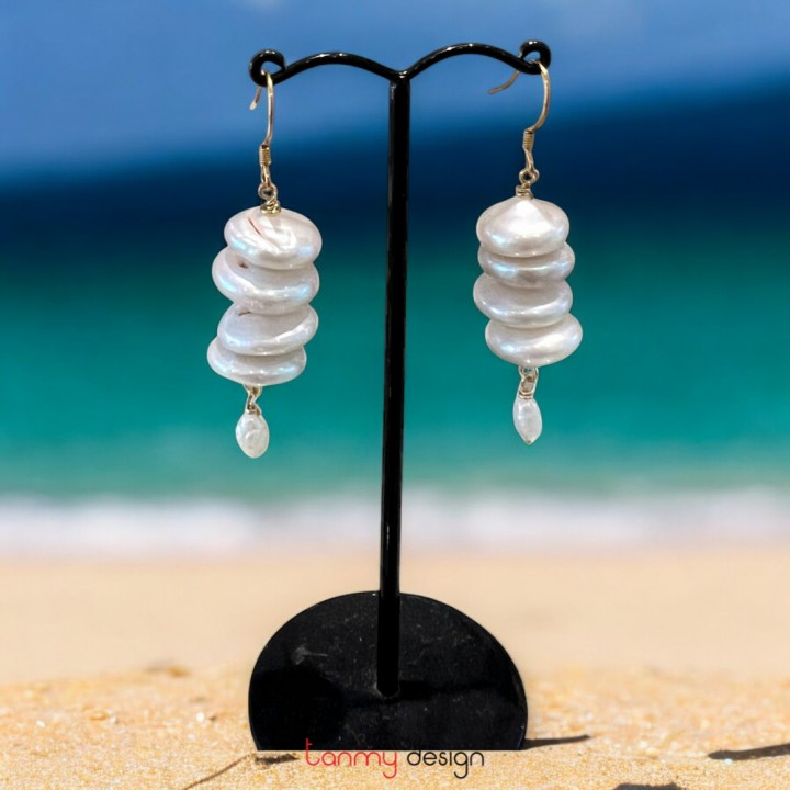  Pi  Pearl Earrings ( 18k gold plated)