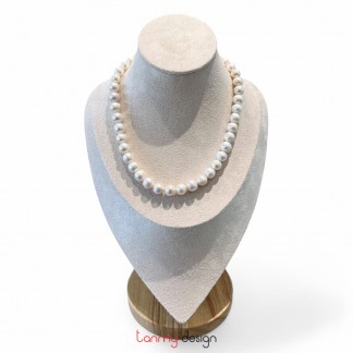 Vòng cổ 10mm thread round (pearl, mạ vàng 14K )