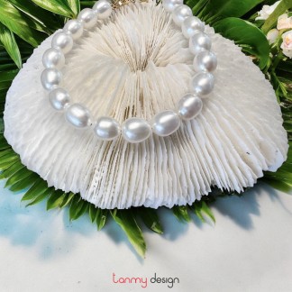 Vòng tay oval 7mm ( Pearl, mạ vàng 14K )