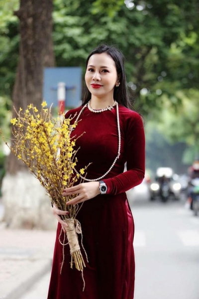 áo dài nhung thêu tay đẹp