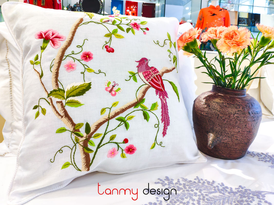 Cushion cover - phoenix embroidery