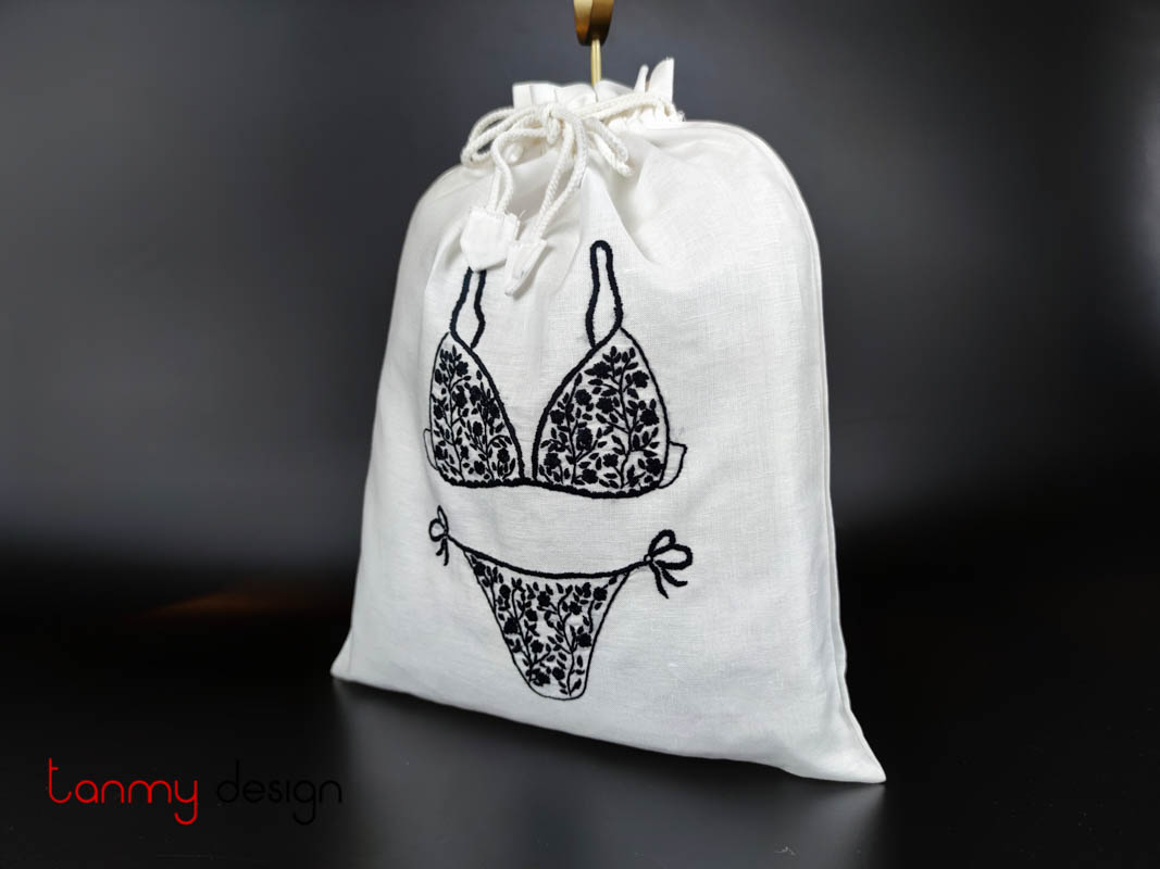 Laundry bag with underwear embroidery