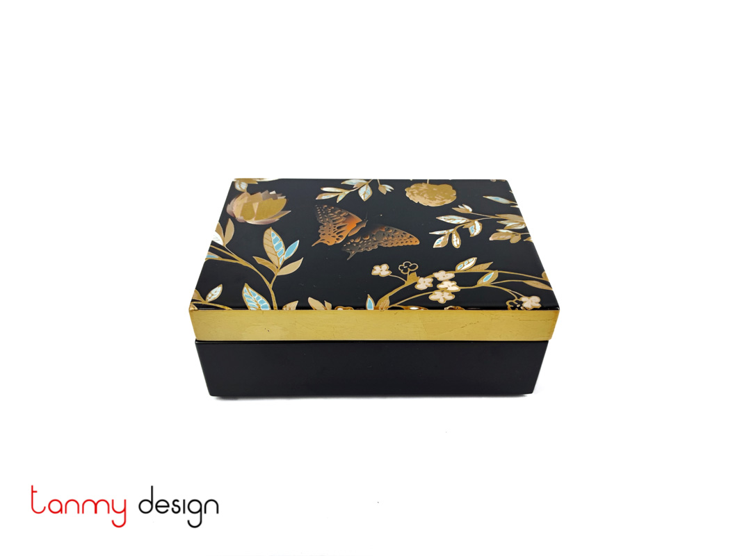Rectangle lacquer box with butterfly and flower pattern12*17*6 cm