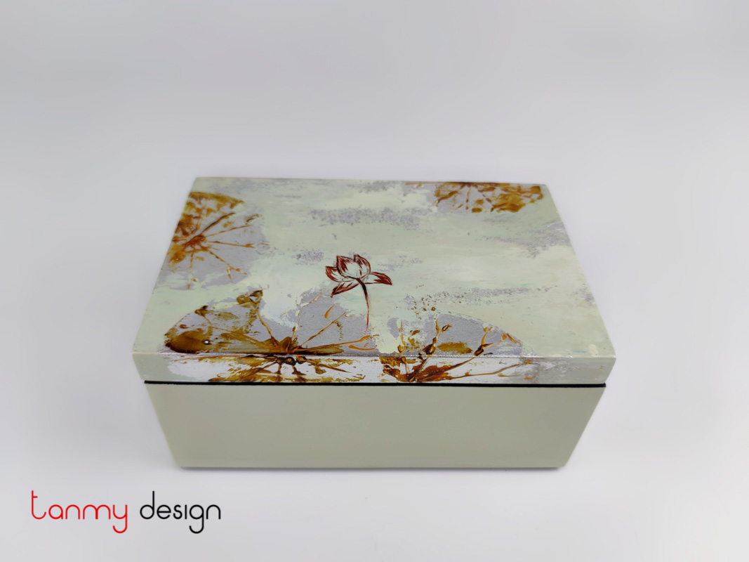 Rectangle lacquer box hand-painted with abstract lotus 11*17*H8 cm