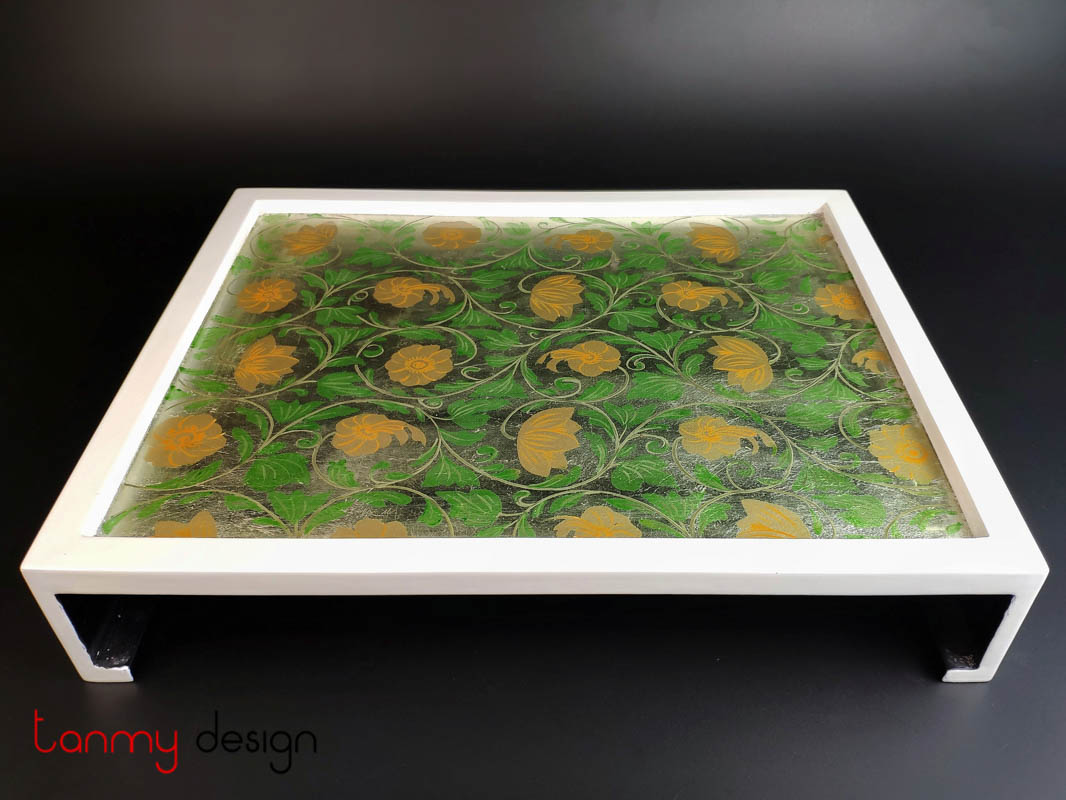 Lacquer tray with hand painted pattern 38*31*H7cm