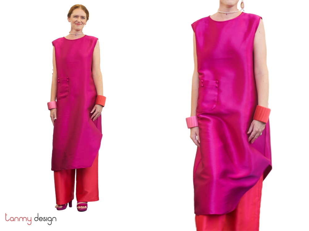 Purple criss-cross taffeta dress