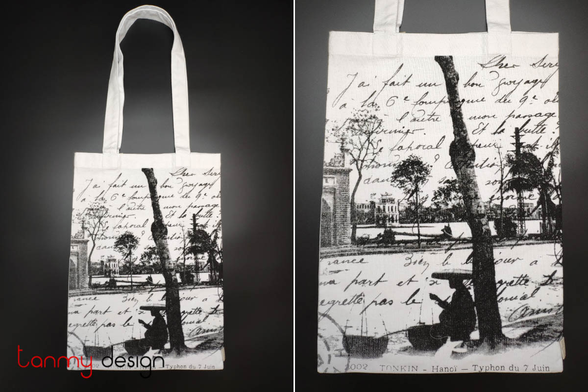 Tote bag printed with Hoan Kiem street